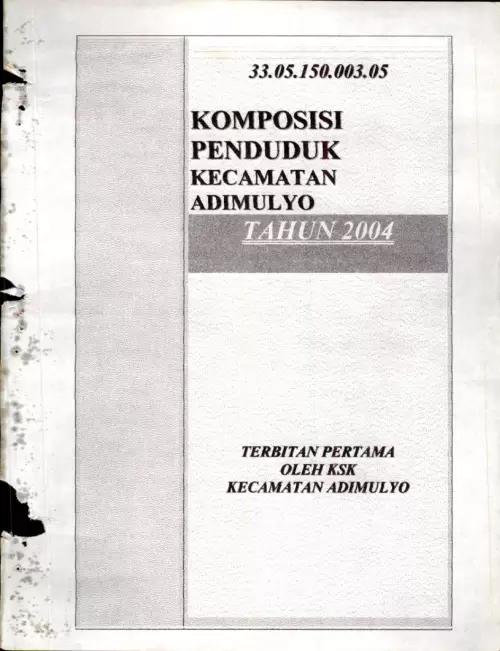 Komposisi Penduduk Kecamatan Adimulyo Tahun 2004