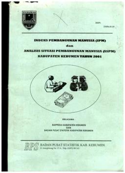 Indeks Pembangunan Manusia (IPM) Dan Analisis Situasi Pembangunan Manusia (ASPM) Kabupaten Kebumen Tahun 2001