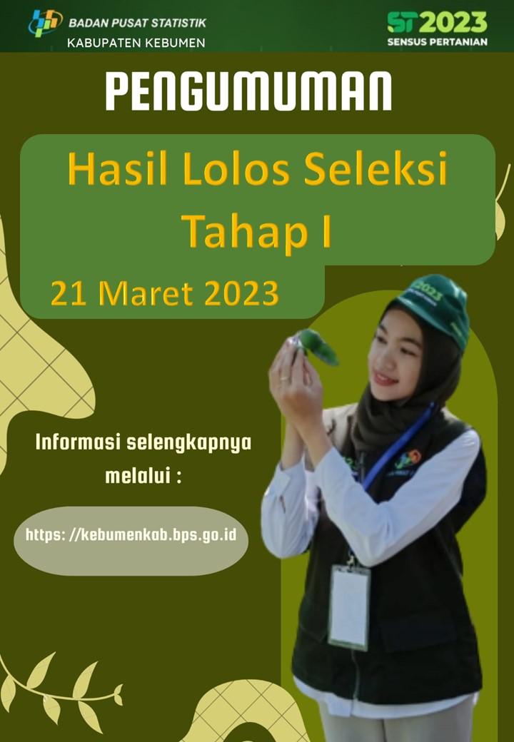 Pengumuman Hasil Seleksi Tahap 1 Petugas Lapangan Pendataan Lengkap Sensus Pertanian (ST2023)