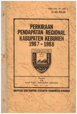 Perkiraan Pendapatan Regional Kabupaten Kebumen 1987-1988