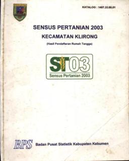 Sensus Pertanian 2003 Kecamatan Klirong (Hasil Pendaftaran Rumah Tangga)