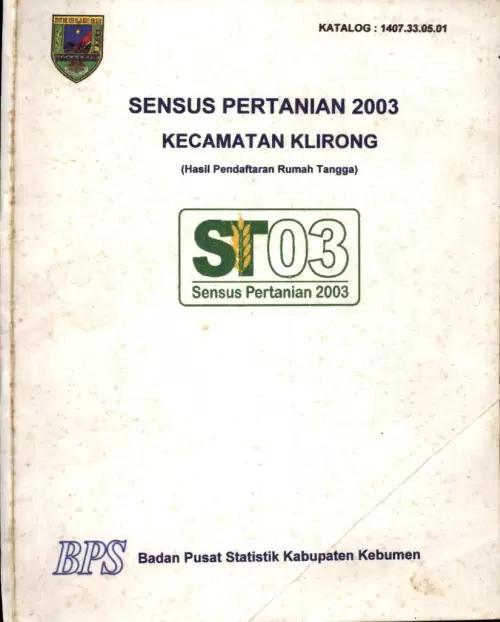 Sensus Pertanian 2003 Kecamatan Klirong (Hasil Pendaftaran Rumah Tangga) 