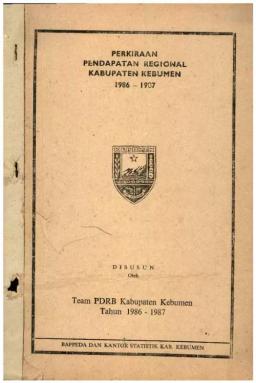 Perkiraan Pendapatan Regional Kabupaten Kebumen 1986-1987