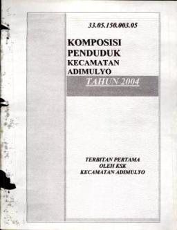 Komposisi Penduduk Kecamatan Adimulyo Tahun 2004